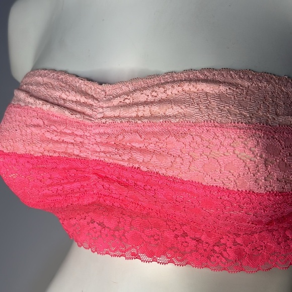 PINK Victoria’s Secret Lace Ombre‎ Strapless Bandeau Bra Ruched Tube Top Sz S - Picture 4 of 16